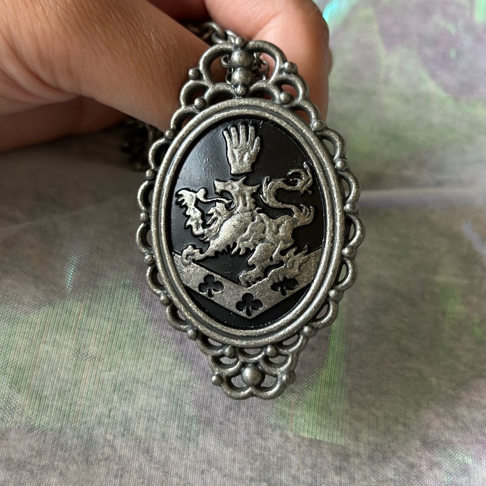 Rare Silver Lion Crest Necklace Costume Jewelry